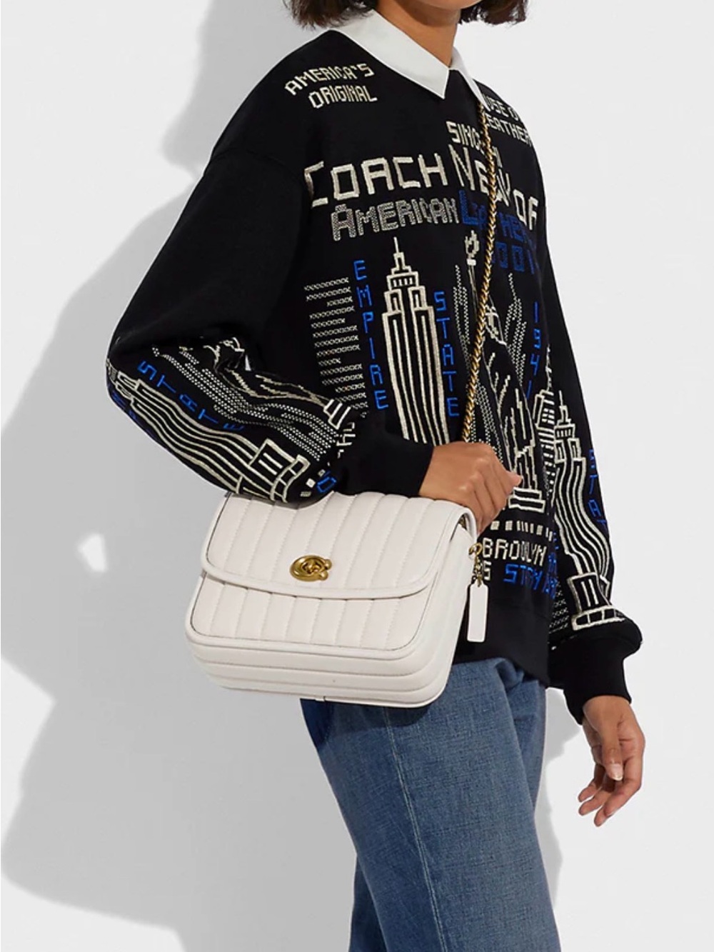 Coach Madison Shoulder Bag With Quilting in chalk off white with charm - Picture 5 of 16